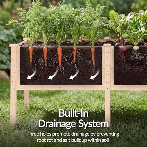 Image of Best Choice Products 72 inch x 24 inch x 30 inch Raised Garden Bed with Extra Deep 16 inch Depth, Elevated Wood Planter Box Stand for Backyard, Patio, Balcony, Natural Fir Wood - Natural