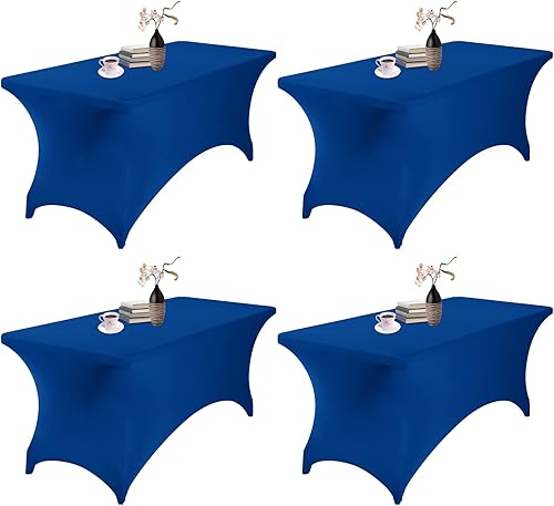 eccwai Paquete de 4 manteles impermeables de elastano de 6 pies, elastano impermeable de 6 pies para fiestas, bodas, banquetes y eventos