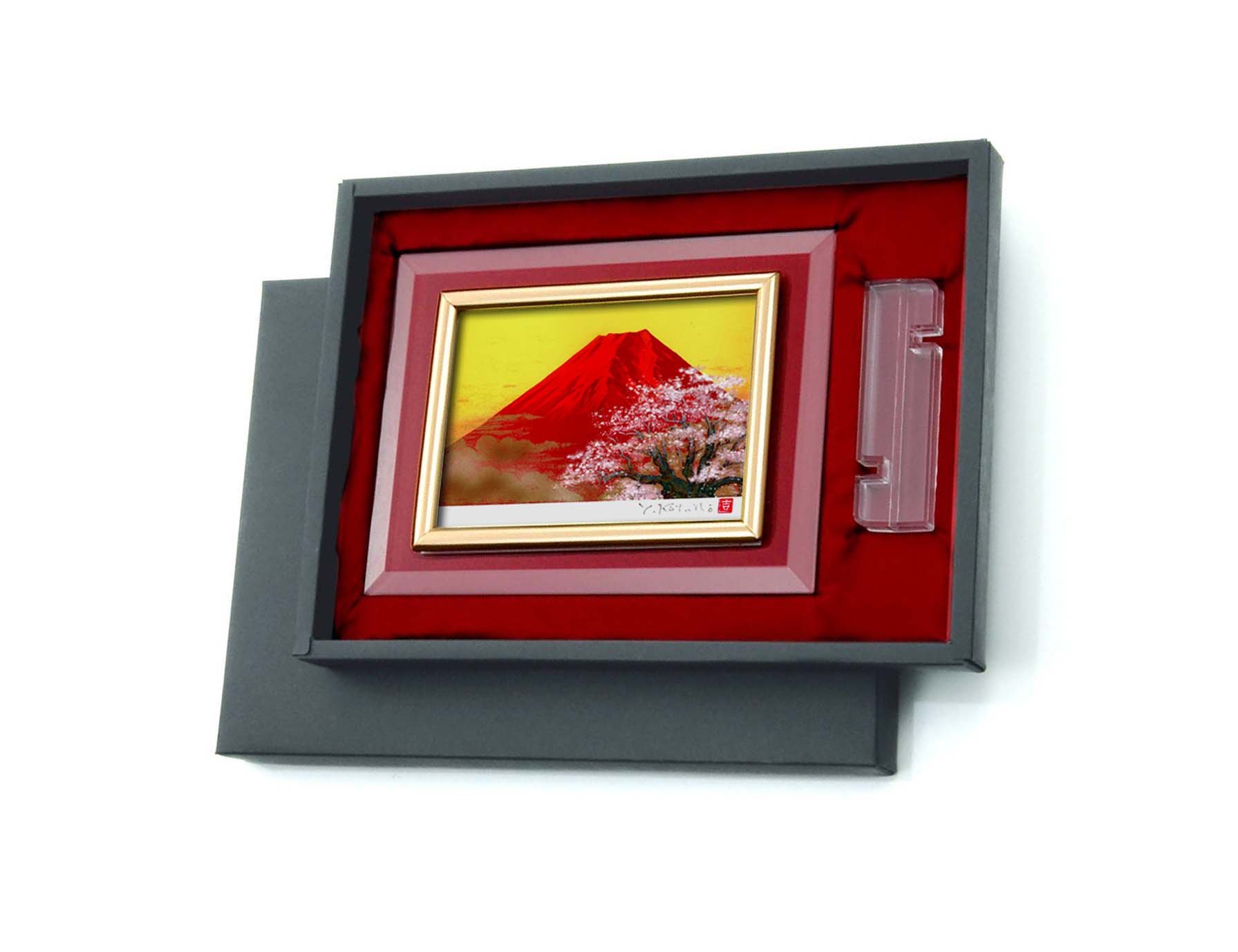 Amazon｜高級クリスタルシルク版画DX 赤富士桜・14968｜インテリア