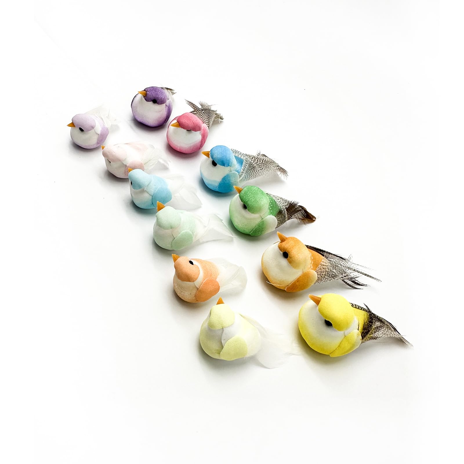 Mini Foam Feather Birds Miniature Birds for Crafts & Arts Fairy Garden Decoration Dollhouse Ornaments 1-2Inch, Set of 24 Multicolor