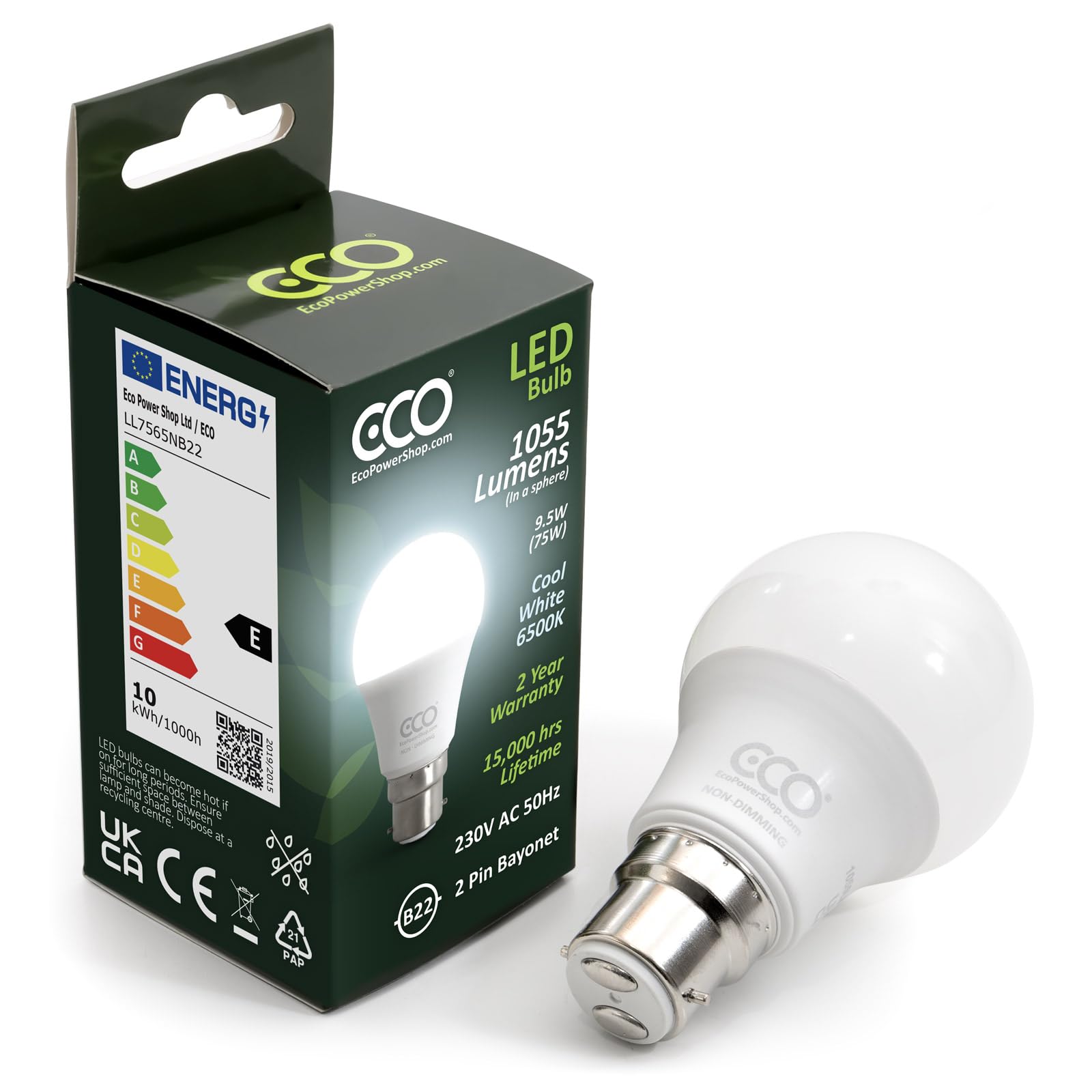 Sponsored Ad – 75W Equivalent B22 Bayonet Energy Saving LED Light Bulb, Low Energy 9.5W LED, 1055 Lumens, Cool White 6500K, Non-Dimmable, 15,000Hrs Lifetime.
