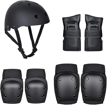 Protective Gear Set for Kids Adults Helmet Knee Pads Elbow Pads Wrist Guards Adjustable Scooter Skateboard Scooter Skating Cycling Safety Set (L)