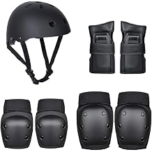 Protective Gear Set for Kids Adults Helmet Knee Pads Elbow Pads Wrist Guards Adjustable Scooter Skateboard Scooter Skating Cycling Safety Set L
