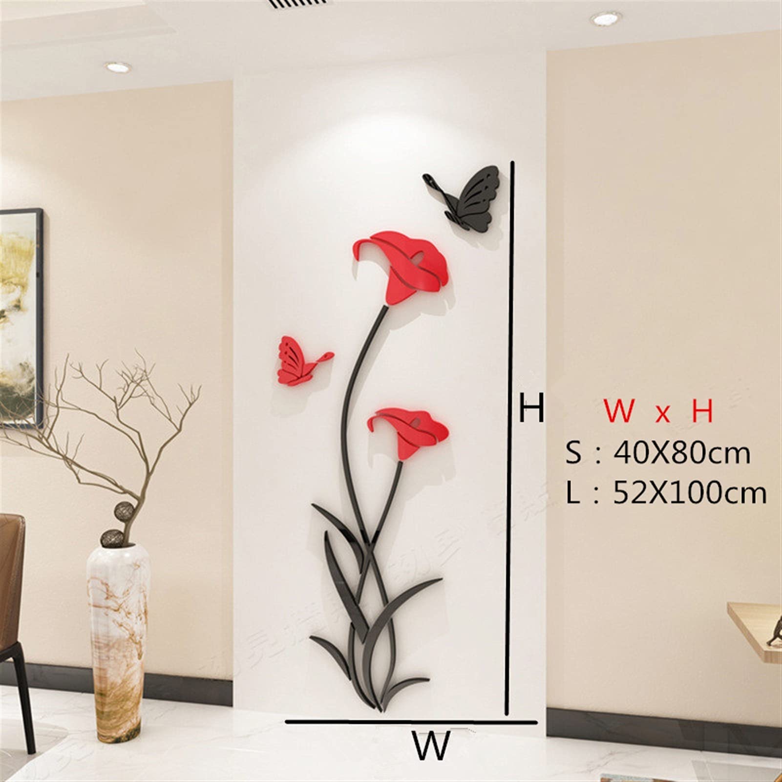 Pegatinas de Pared Creative Living Room Acrílico 3D Flor de la pared Pegatinas de la pared del pórtico Fondo de la pared Decoración de la decoración Crystal Fondo de pantalla tridimensional Adhesivos