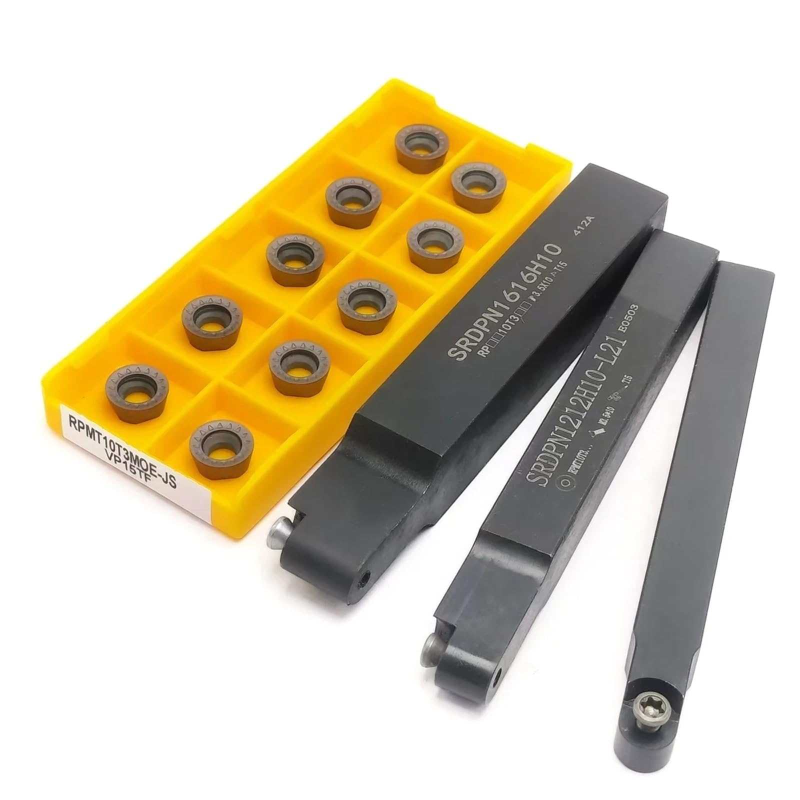 Porte-outil De Tournage SRDPN1010H10 SRDPN1212H10 1616H10 Barre D'alésage Porte-outil Externe SRDPN + RPMT10T3MOE RCGT10T3MO Outils De Tournage Plaquettes de Carbure CNC(SRDPN 12mm and VP)