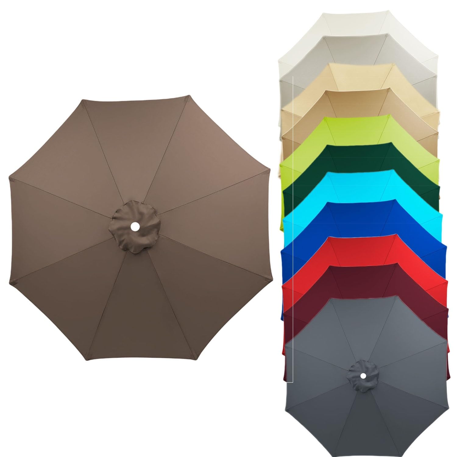Patio umbrella Replacement Canopy Sun Umbrella Replacement Cloth 6 Arms/8 Arms Garden Parasol Replacement Fabric 2.7M/2.7M/3.0M Replacement Parasol Cover, Market Table Umbrella Canopy Fade Resistant ( — image 1