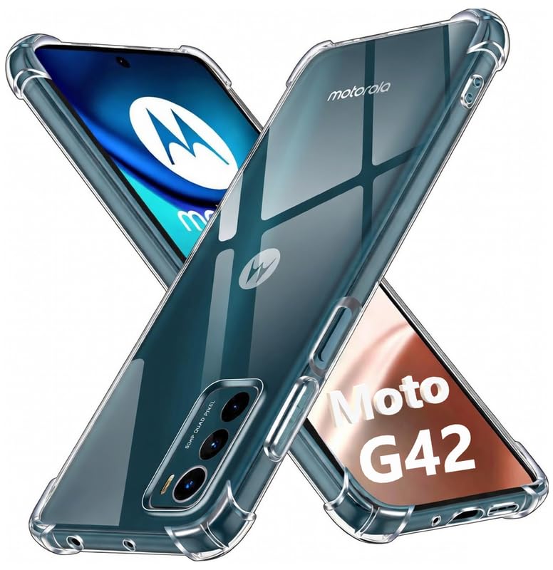 Image of Lustree Back Cover Transparent Case Compatible with Motorola G42 | Clear + TPU Case with 4 Corner Air Cushion Protection & Camera Protection | Slim& Stylus Cover