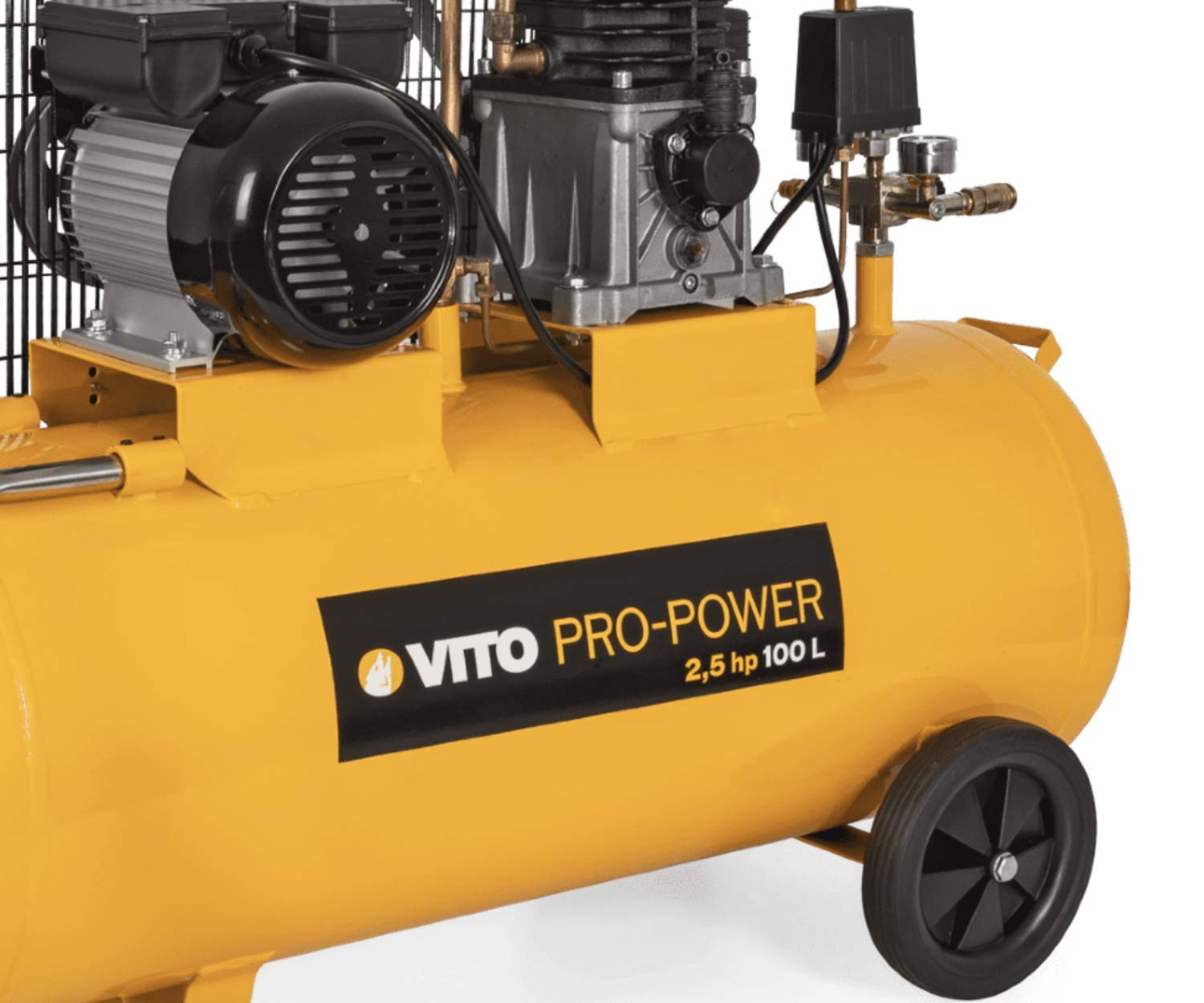 VITO - Kompresor pasowy 100 litrów 2,5 KM 1,9 kW 230V AC Ciśnienie 10 Bar