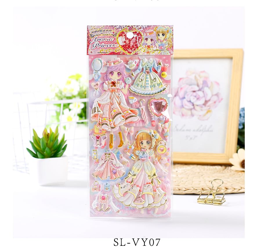Image of 3D Puffy Dress Up Doll Stickers Set for Kids - Cute Princess Fashion Stickers with Outfits, Accessories & Dolls for Scrapbooking, Journals, School Projects & DIY Crafts
