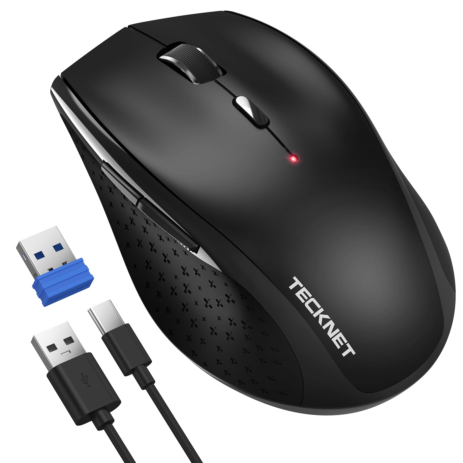 TECKNET PRO Rechargeable Wireless Mouse, 2.4GHz Computer Mouse, Black