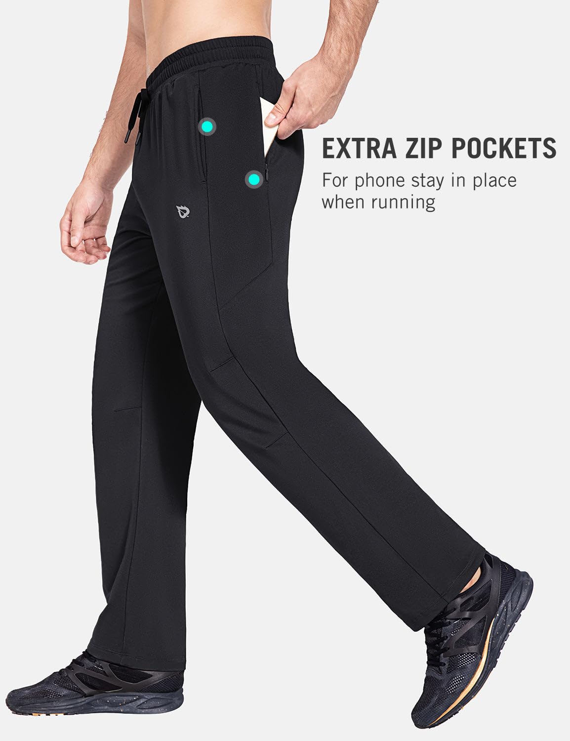 baleaf Pantalon Chandal Hombre Invierno Forro Polar con Bolsillos Pantalones Deporte Termico Pantalón Casual Jogger Impermeables Cintura Elástica Cordón Ajustable
