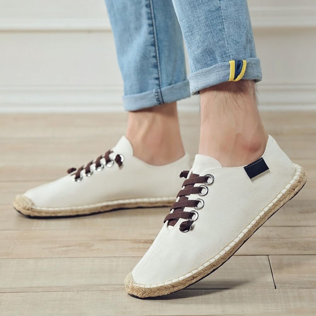 M&Catree Alpargatas para Hombres en Canvas Espadrillas Antideslizante Slip-on Alpargata Mocasines Planos