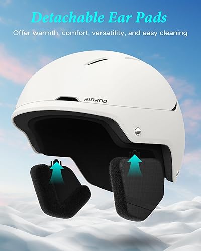 Miniatura 4 de RIOROO Casco de esquí para mujeres y hombres, casco de snowboard certificado de seguridad con carcasa dura de ABS a prueba de golpes para adultos y