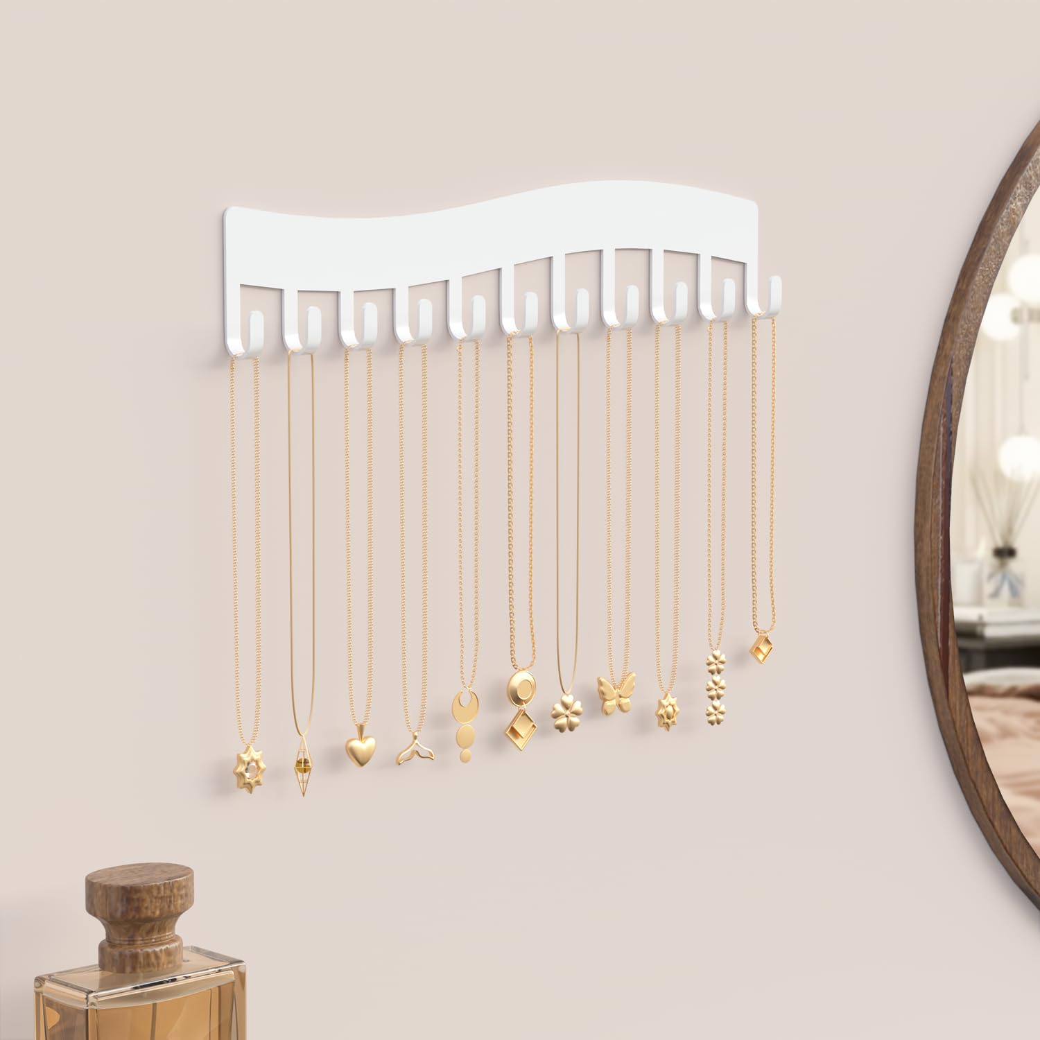 Josmimic Necklace Holder Wall Organizer (White) - Image 2
