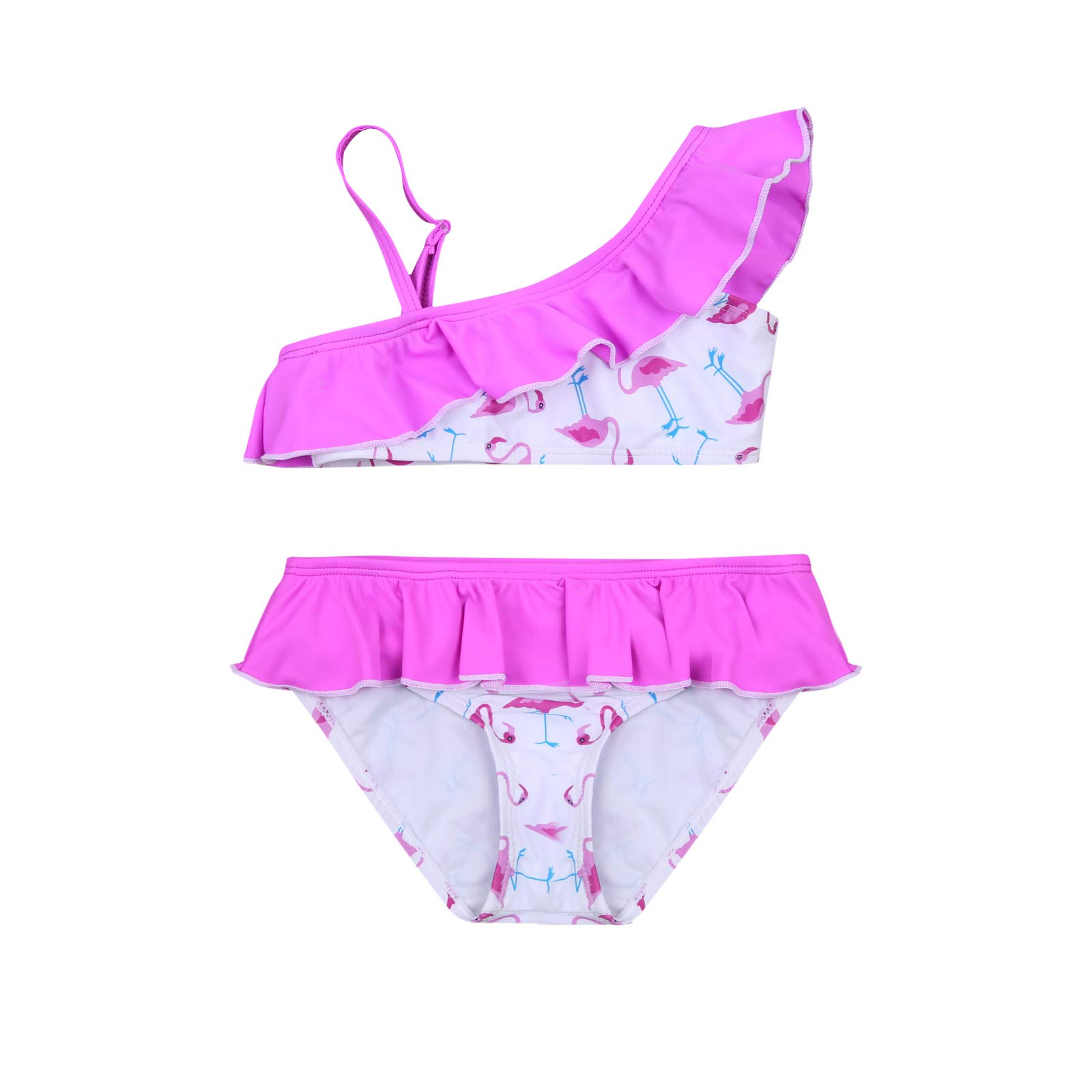 zhangqing Baby Girl's 2pcs Bikini Set Sleeveless Off-Shoulder Bikini and Panties Ruffles Beach Swimwear