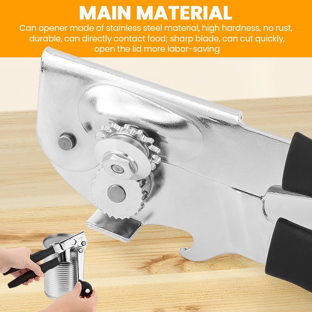 Abrelatas manual, abrelatas comercial con manivela plegable, abrelatas de mano fácil para latas grandes, apertura de latas sin esfuerzo, versátil para abrir botellas y tarros