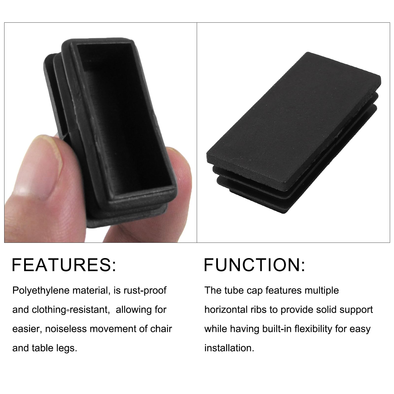 METALLIXITY Rectangle End Caps (60 x 30mm) 24Pcs, Plastic Rectangle Tube Inserts Threaded End Blanking Caps Protector - Image 4