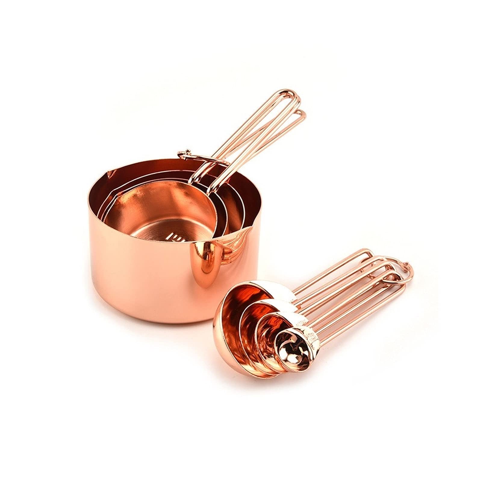 BATLAM Set di 8 cucchiai dosatori in Acciaio Inossidabile, misurini in Oro Rosa, Accessori da Cucina, Strumenti di misurazione per cucchiaini da tè e caffè (Colore : Siiver) (Oro Rosa)