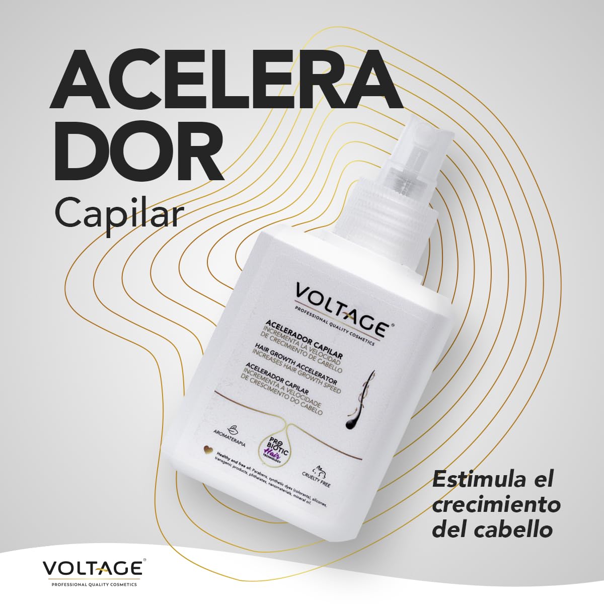 Voltage Cosmetics - Acelerador Capilar - 200ml - Estimula Crecimiento de las Fibras Capilares - Prebiotic Hair Technology - Protección del cuero cabelludo