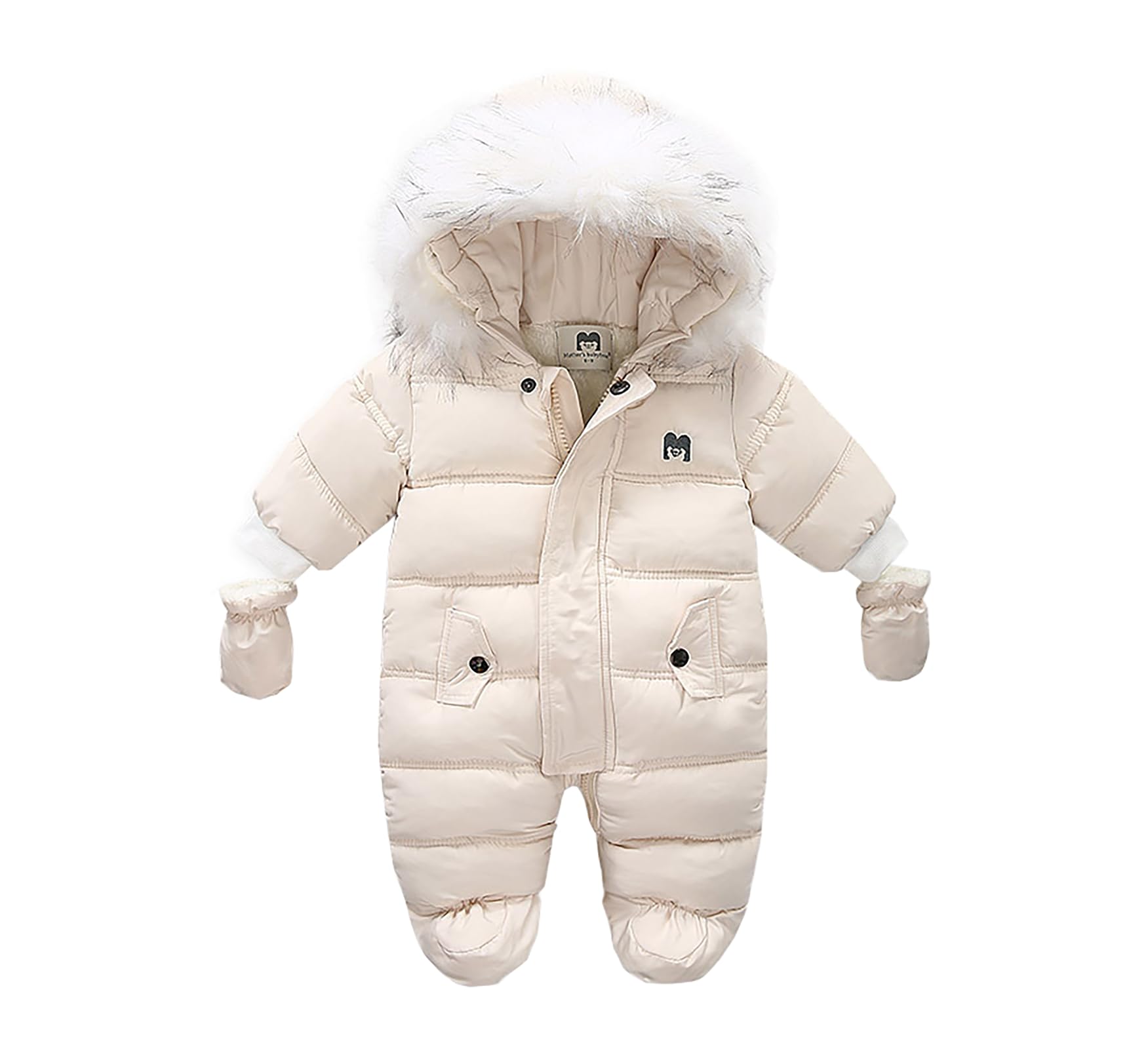 Mono de nieve para niños, invierno, para bebé, niña, niño, acolchado, con capucha, piel, traje de esquí, chándal cálido
