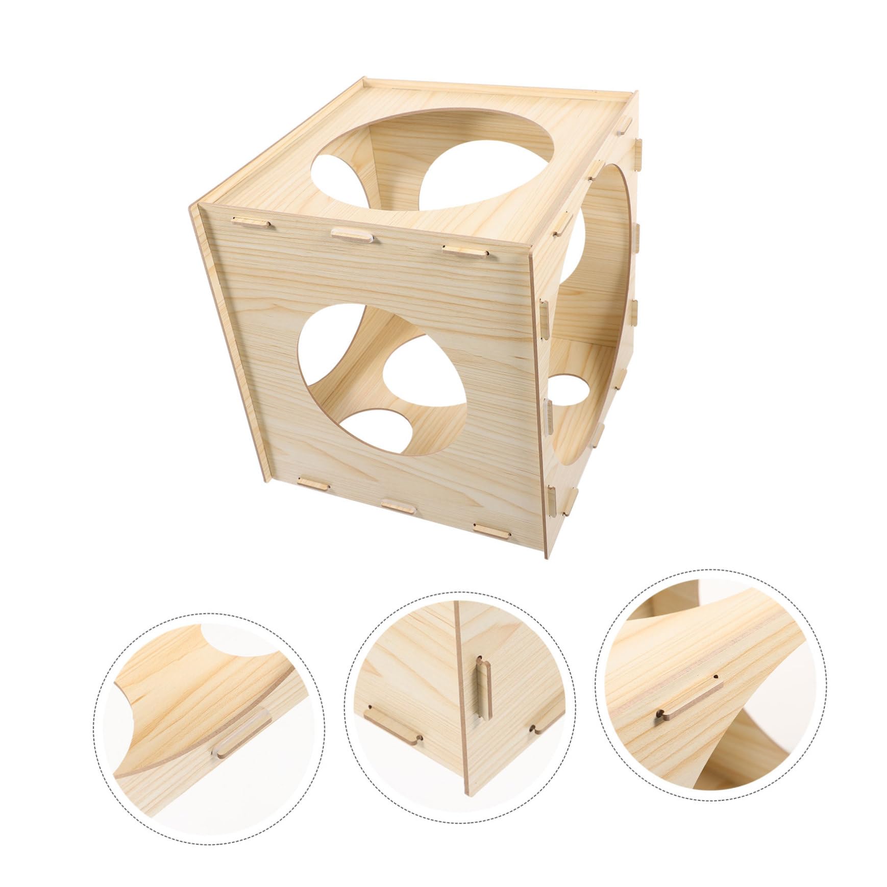 Toddmomy Holz Ballongrößenmesser Würfel Messkasten mit 9 Löchern und Größenmarkierung Leicht Zusammenbaubar für Hochzeit und Shower Dekoration