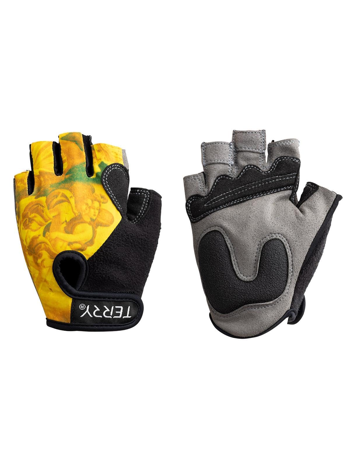 Terry Cycling Gloves for Women, T-Gloves LTD Prints, Ladies Cycling Gloves Half Finger Gel Padded Mountain Bike Glove