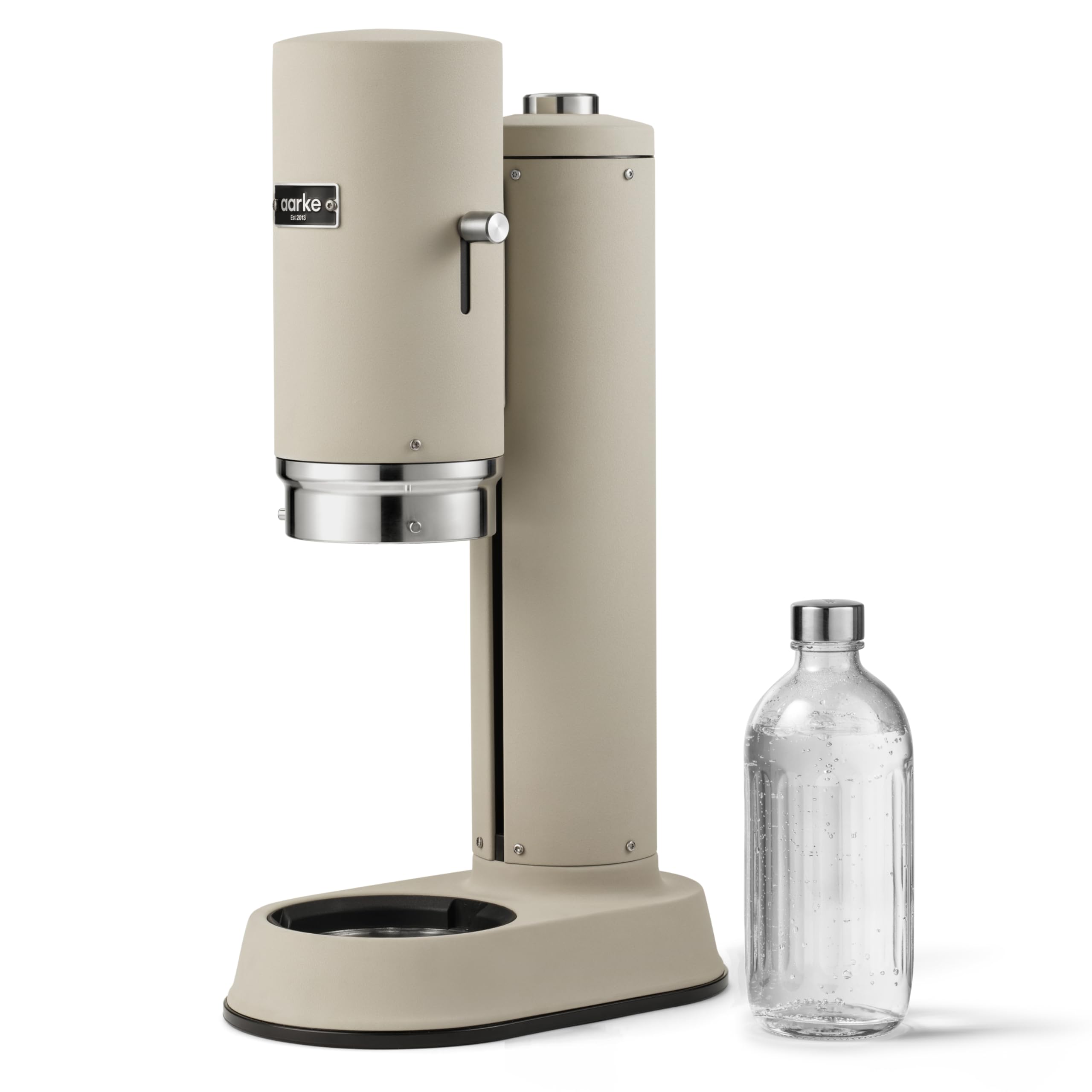 Aarke Carbonator Pro, Sparkling Water Maker with Glass Bottle, Sand Finish
