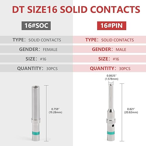 Miniatura 2 de Newdeli 30 pares de conectores Deutsch DT tamaño 16 contactos sólidos, clavijas macho 0460-215-16141  enchufes hembra 0462-209-16141, kit de