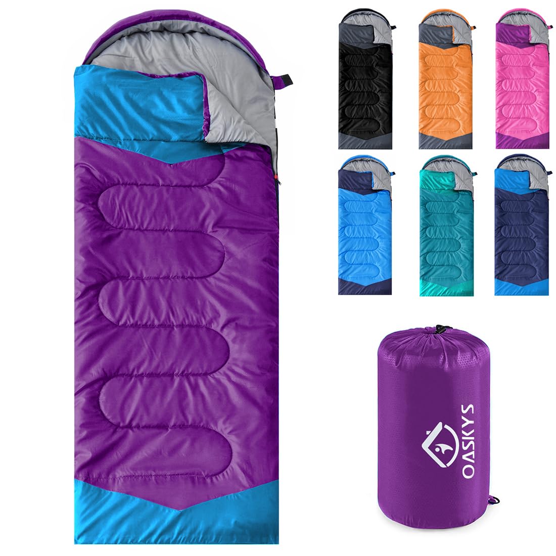 oaskys Camping Sleeping Bag - 3 Season Warm & Cool Weather - Summer Spring Fall Lightweight Waterproof for Adults Kids - Camping Gear Equipment, Traveling, and Outdoors BLACK