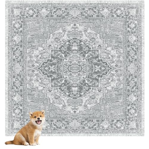 Image of nunubaby 2PACK Washable Pee Pads for Dogs, Stylish, Non-Slip and Leak-Proof Pee Pads. Reusable Potty Pads for Dogs for Crates and Floors.(Gray /Geo,72 inch x72 inch )
