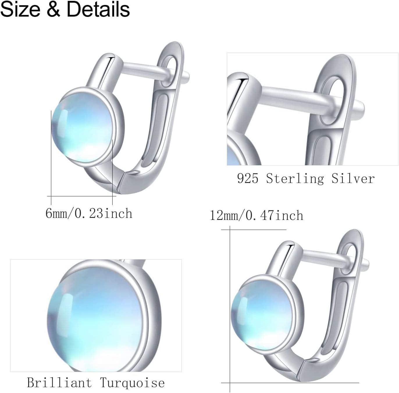 CUOKA MIRACLE Moonstone Earrings for Women S925 Sterling Silver Small Moonstone Huggie Hoop Earrings Jewelry Gifts for Women Mother's Day Jewelry - Image 5