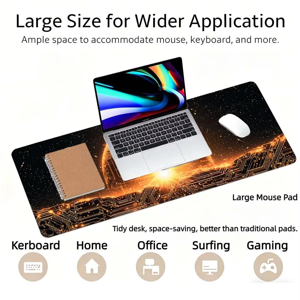 Lpfieonn Retro Großes Schreibtischunterlage, XXL Schreibtischunterlagen, Böhmen XXL Wasserdicht Gaming Mousepad mit Vernähter Rand und Rutschfeste Gummibasis, für Laptop/Hause/Büro 120x60cm PF-1825