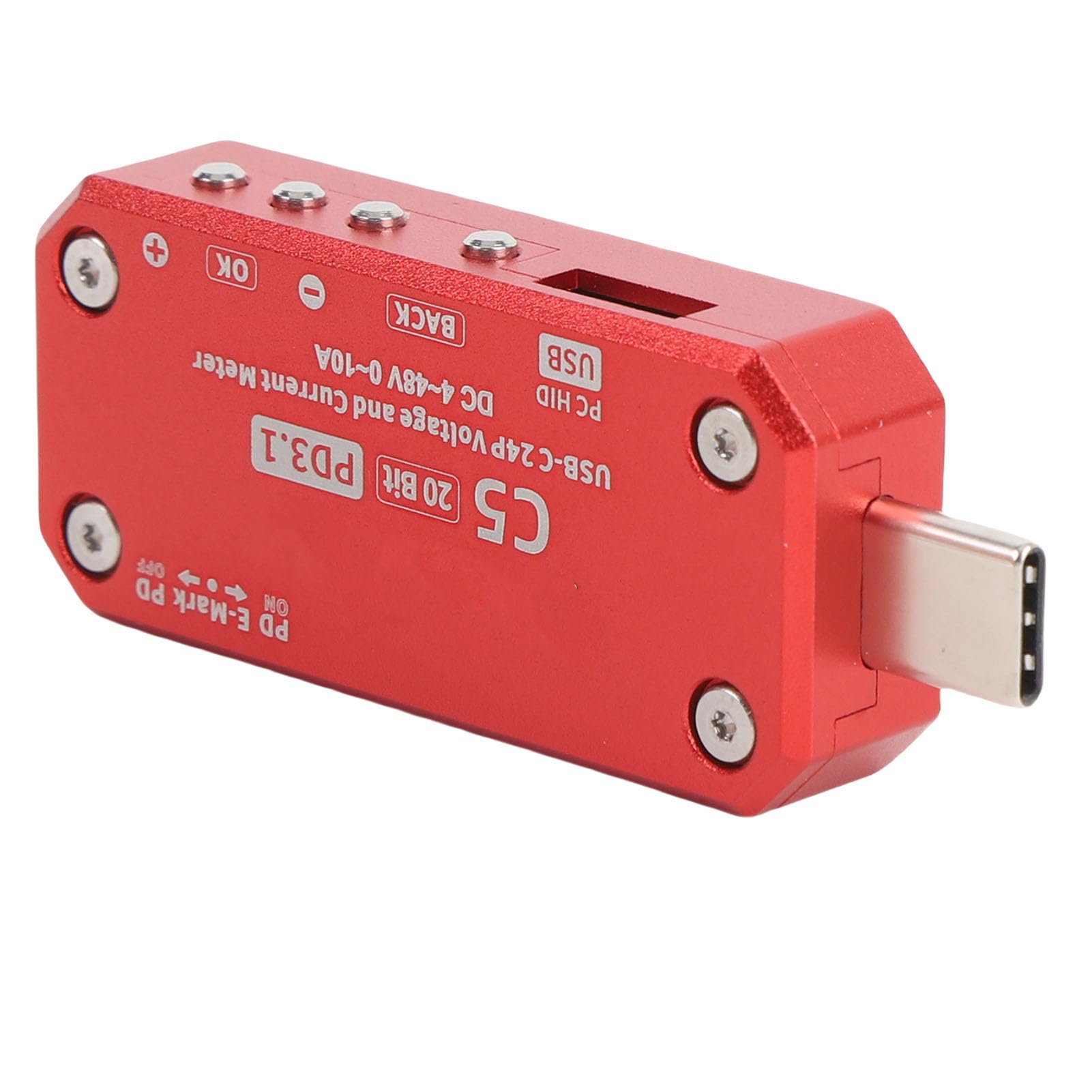 FTVOGUE Tester Typu C z Ekranem LCD IPS o Przekątnej 1,47 Cala, Wielofunkcyjnym Testerem Napięcia i Prądu ze Stopu Aluminium dla USB PD3.1 USB4 48 V 10 A Szczyt, Profesjonalne Narzędzie dla