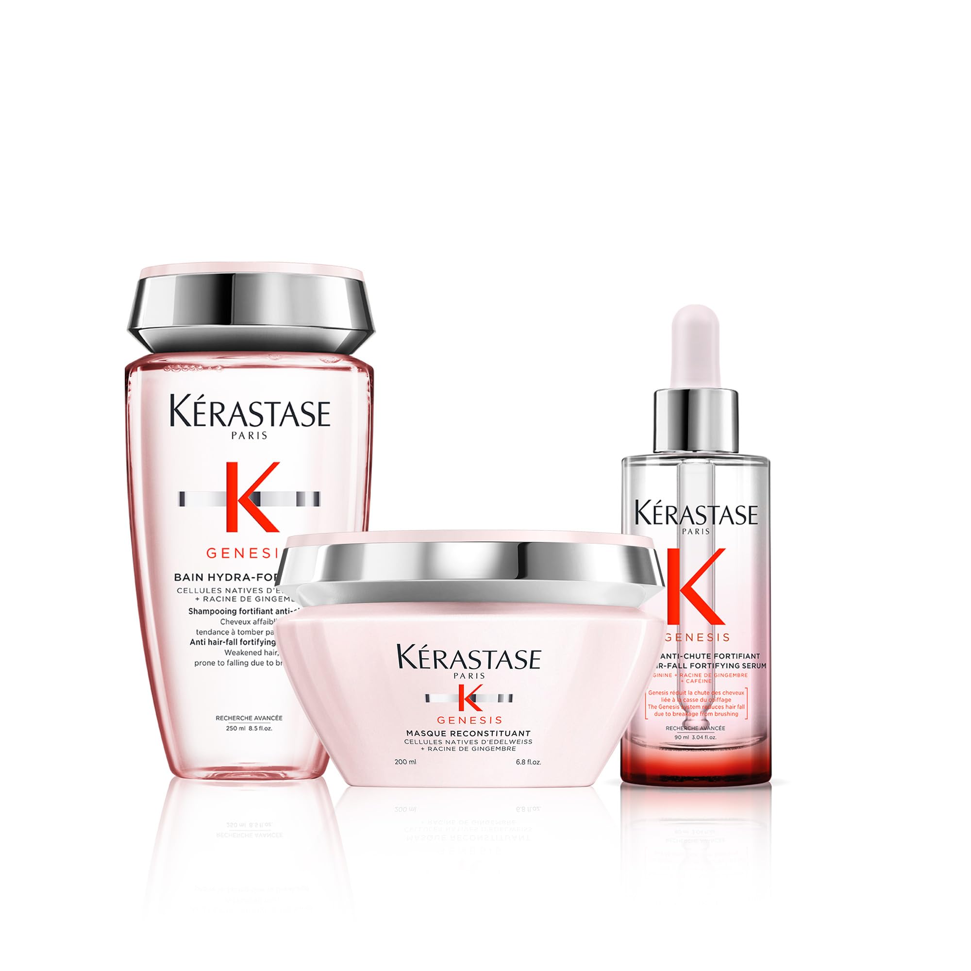 KERASTASE Genesis - Protocole Anti-Chute - Shampoing Bain Hydra-Fortifiant + Sérum Fortifiant + Masque Reconstituant - -99% de Chute de Cheveux due à la Casse au Brossage* - Cheveux Fragiles