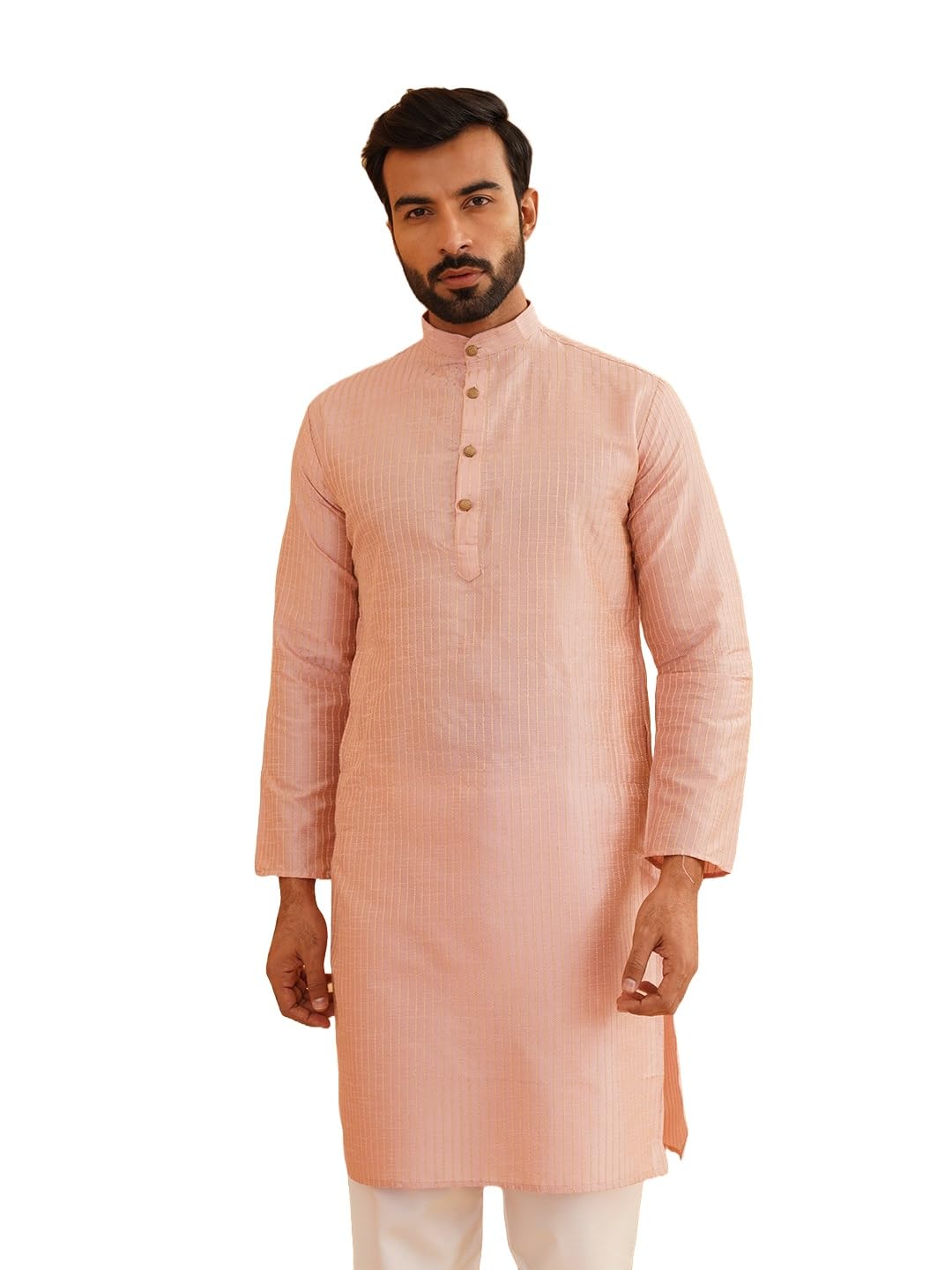 sojanya (Since 1958 Men's Ethnic Motifs Embroidered Sequinned Cotton Long Kurta-picture-11