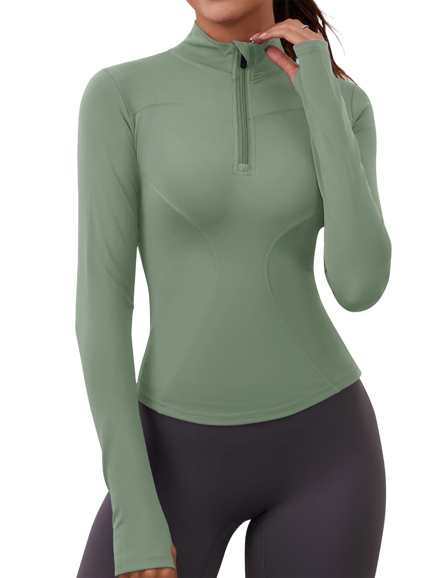 iWoo Camiseta deportiva para mujer, transpirable, chaqueta deportiva, chaqueta ligera para correr, media cremallera, sudadera para senderismo, gimnasio, yoga, correr