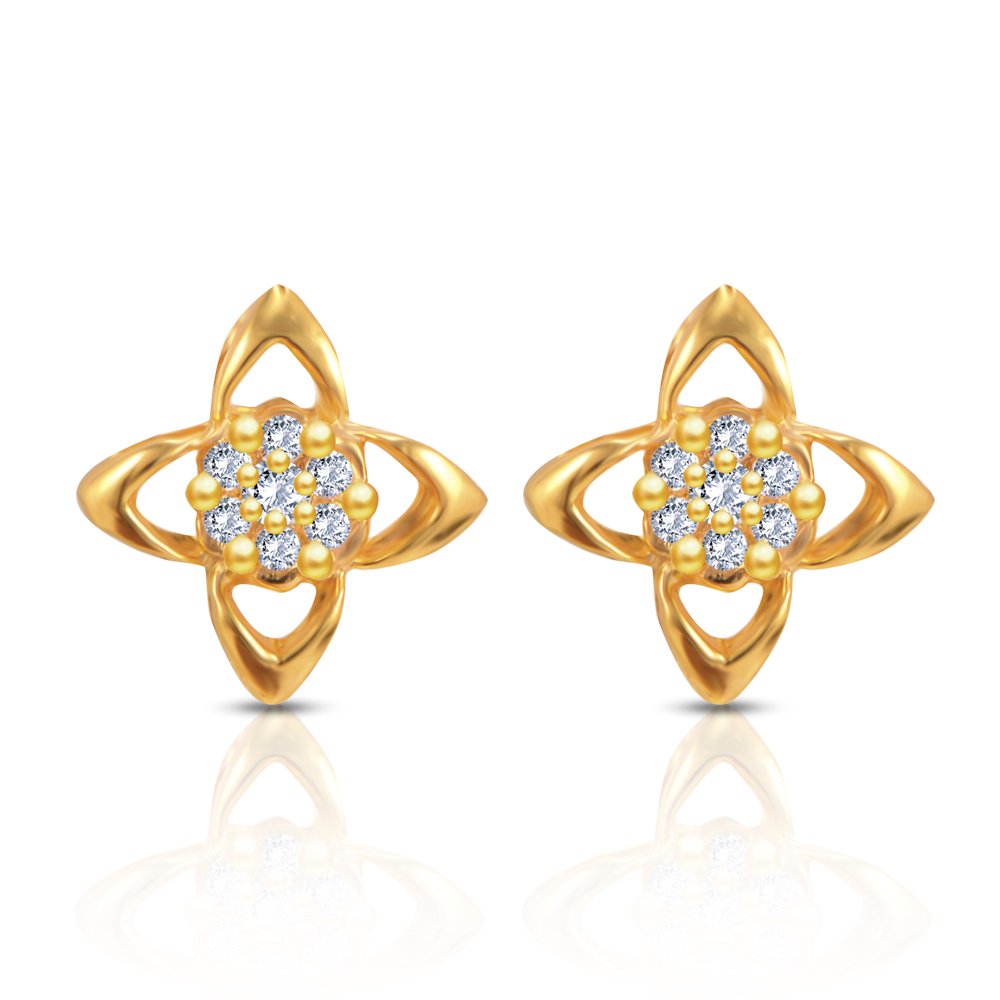 Women's & Girl's Impress Collection 22K Yellow Gold Stud Earrings-image-46