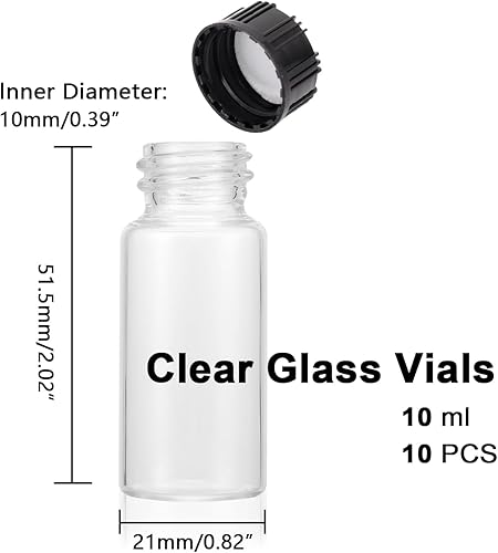Miniatura 4 de Viales para muestras transparentes de vidrio con tapa a rosca de 13 onzas 10 mililitros Paquete de 10 unidades