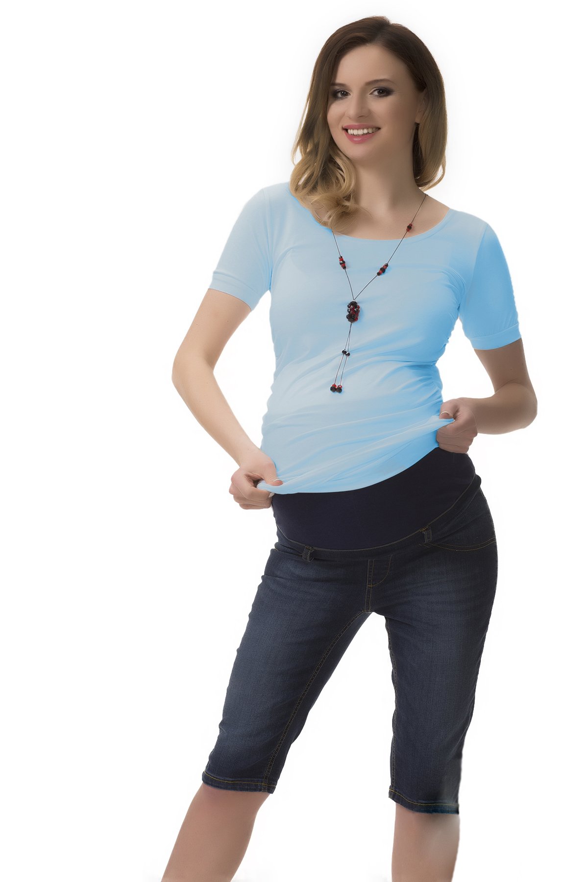 YESET Umstandsjeans Capri 3/4 Jeans Umstand Hose Bauch Jeanshose Stretch Schwanger