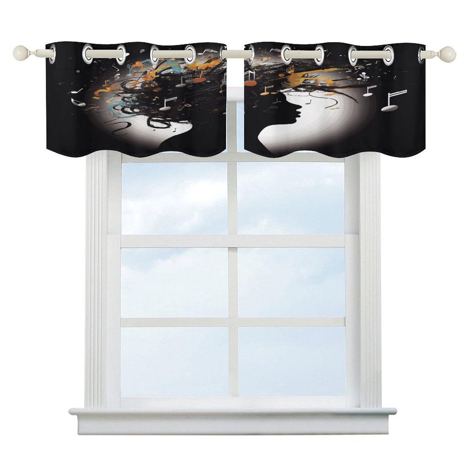Fekiloot Style Music Image Short Curtains Valance Curtain