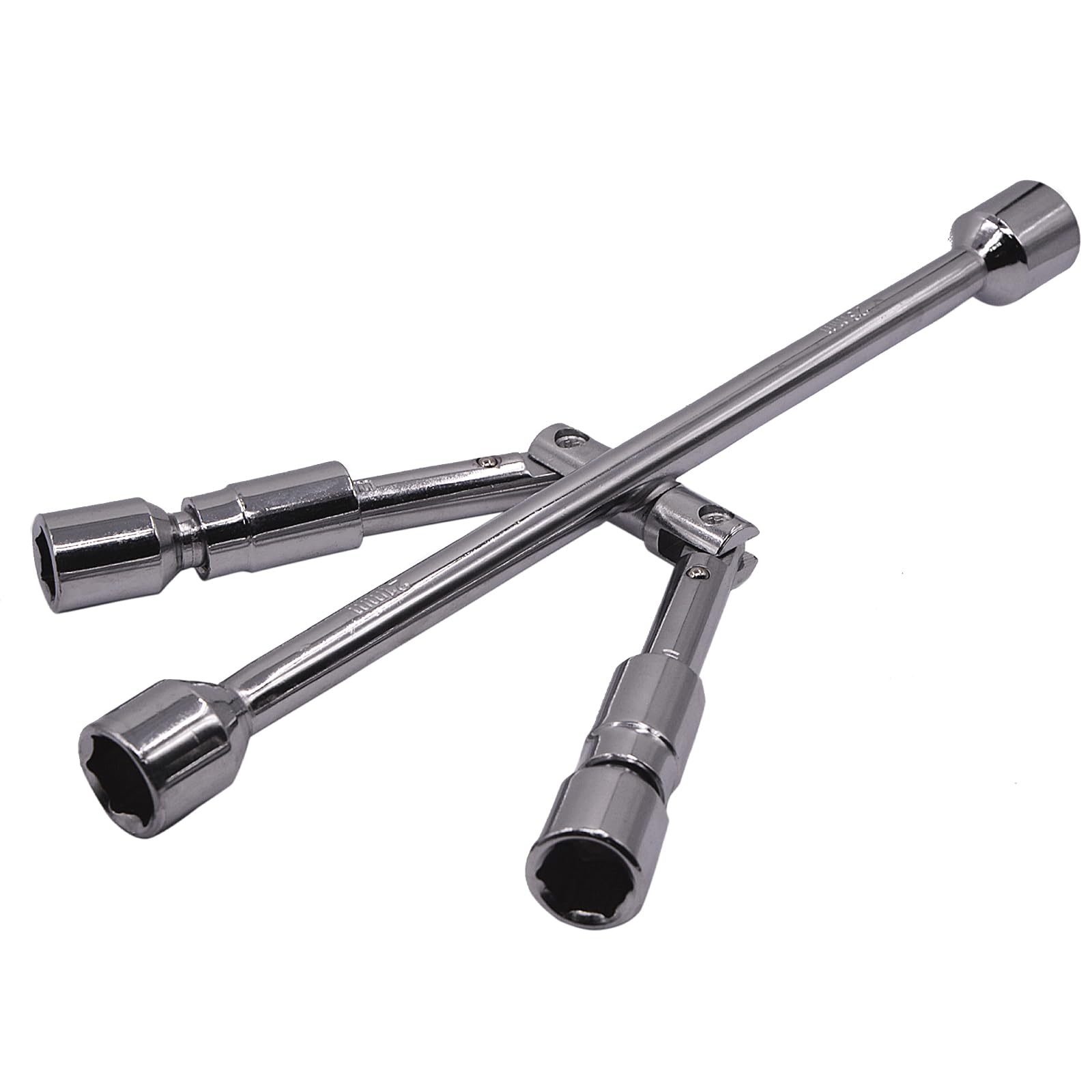 14-Inch Foldable 4-Way Lug Wrench Set - 17, 19, 21, 23mm for Car, SUV, Truck (Cross Lug Nut Removal Tool)