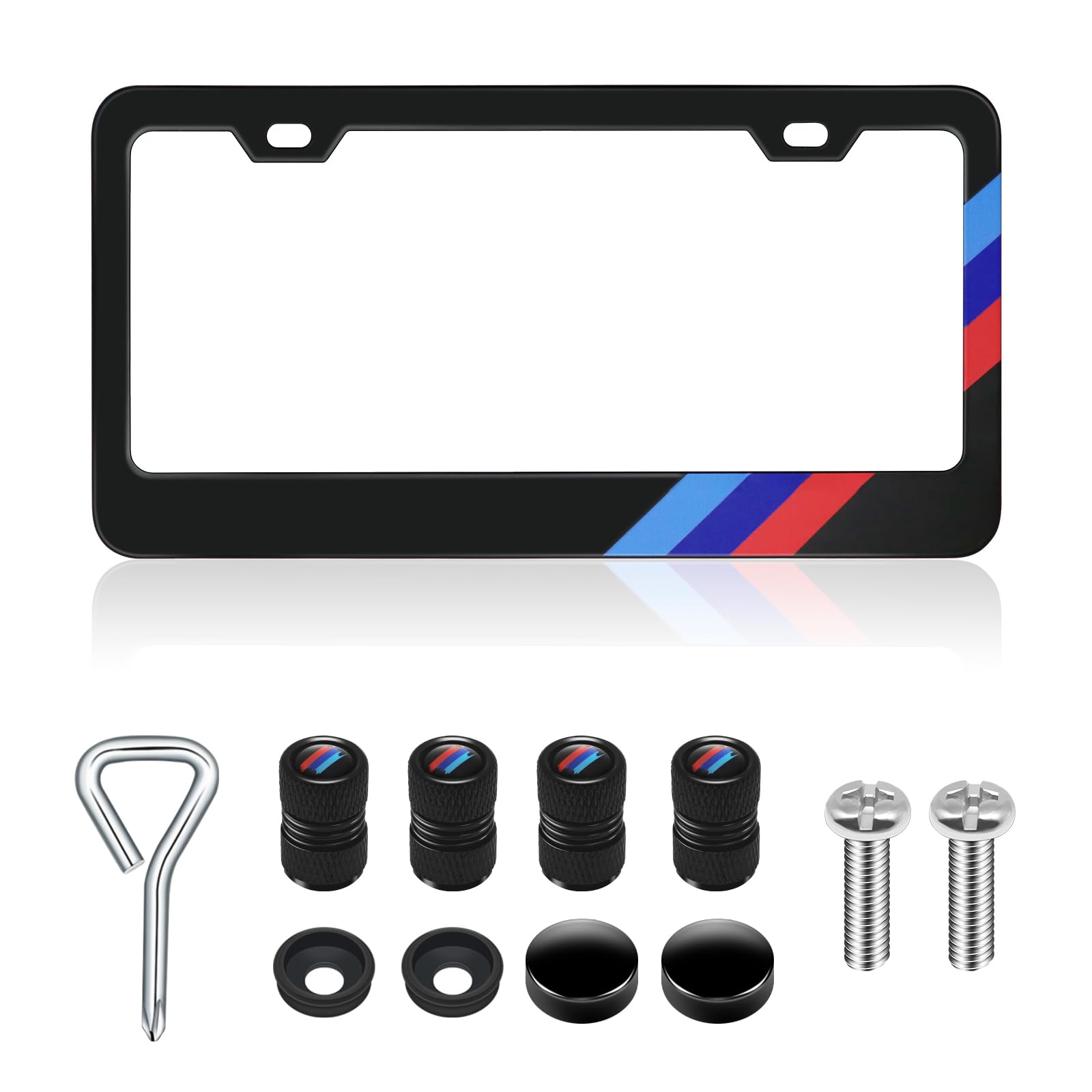 KENTUTO License Plate Frames for BMW Accessories Universal Solid Rust-Proof Aluminum Matte Black License Plate Cover for Front and Rear Car Tags (1 PC)