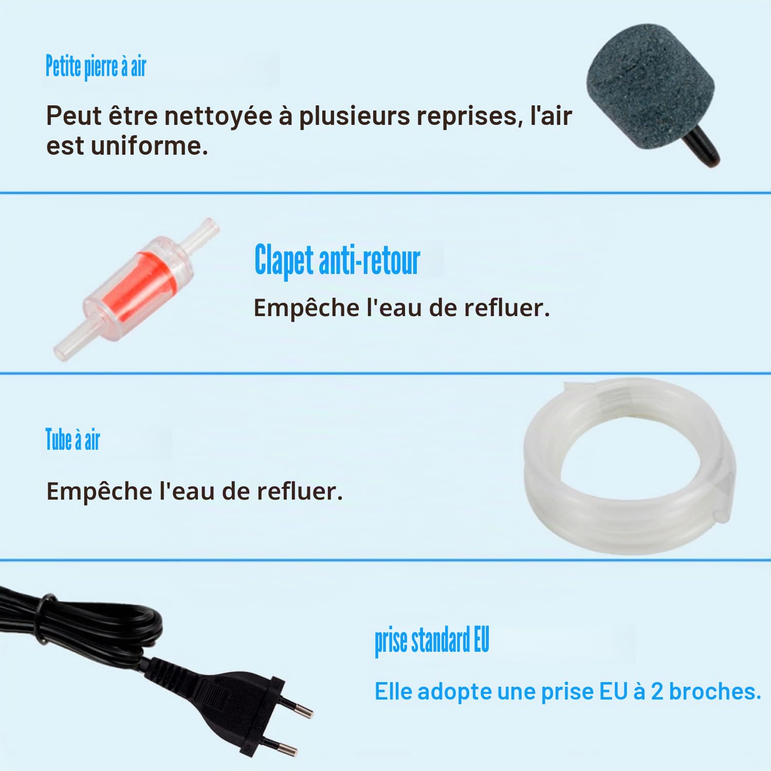 hygger Pompe à Air Aquarium, Mini Pompe à Air Aquarium Très Silencieuse Réglable Pompe à Oxygène pour Bol de Poisson de 1 à 75 litres avec Tuyau d'air, Pierre à Gazéifier Et Valve Anti Retour (1 W)