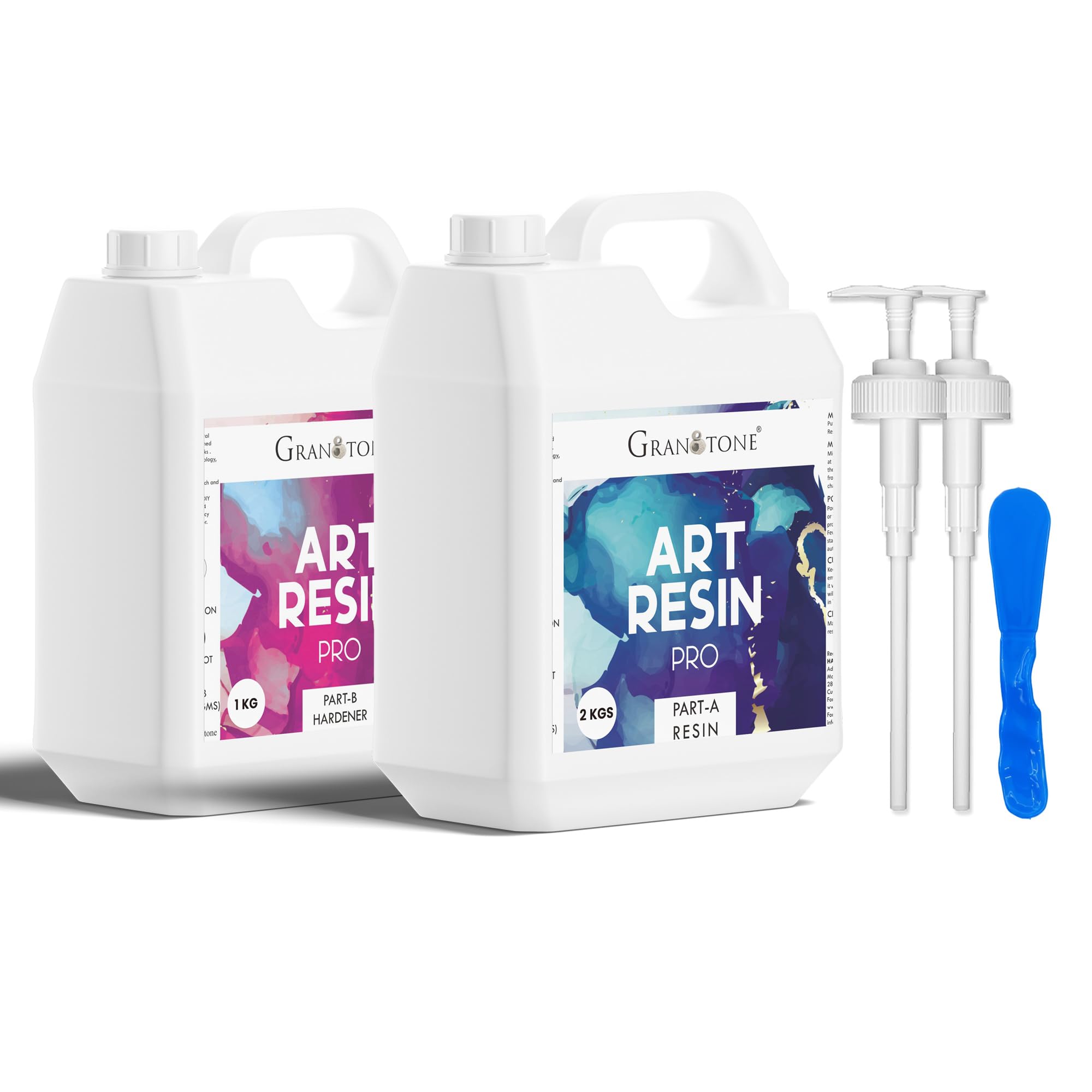 GRANOTONE Crystal Clear UV-Resistant epoxy resin Art Kit, Long-Lasting, Smooth Finish, Non-Toxic, Easy to Use with Self-Leveling, Suitable for jewellery and keychain making, 3 KGS