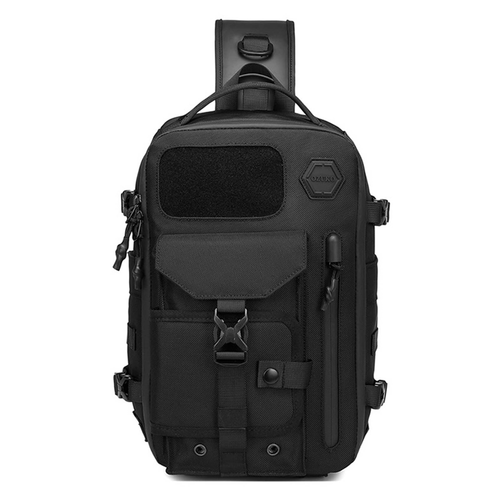 FANDARE Zaino Monospalla Uomo Militare da Palestra, Borsa a Tracolla per Campeggio, Escursione, Viaggio, Sportivo Sling Bag Nero