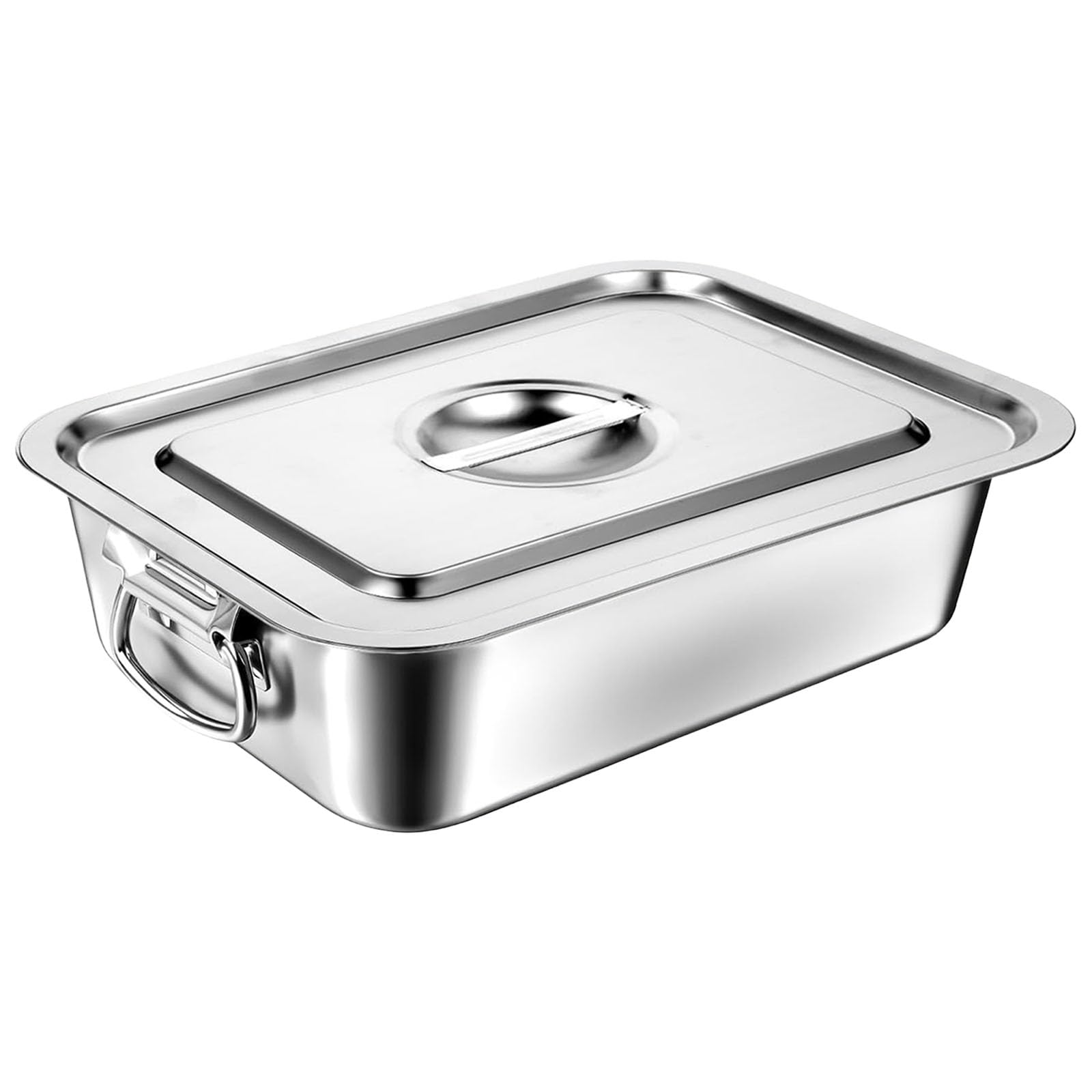 Qusinfc Commercial Grade Extra Deeper Square Serving Tray with Sturdy Handle Smoothed Rustproof Serving for Catering Dealt Spread Tray