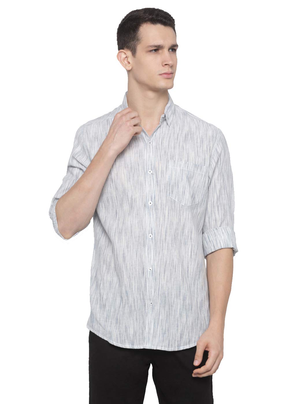 nick&jess Mens Button Down Textured Linen Extra Slim Fit Shirt