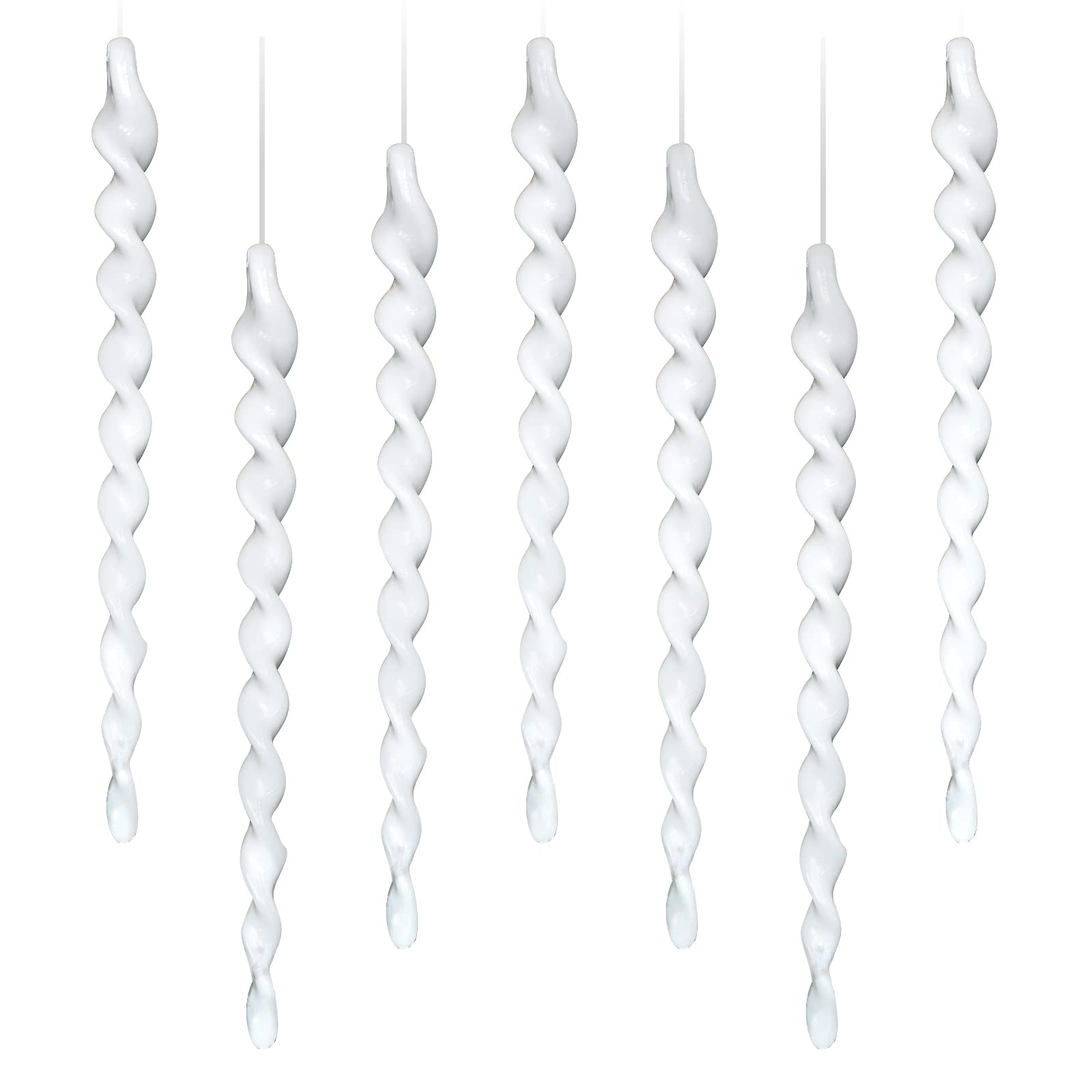 30PCS Christmas Ivory White Icicle Ornaments,Threaded Ice Strips Decorative Christmas Tree Hangings for Xmas Party,Wedding.(5.82")