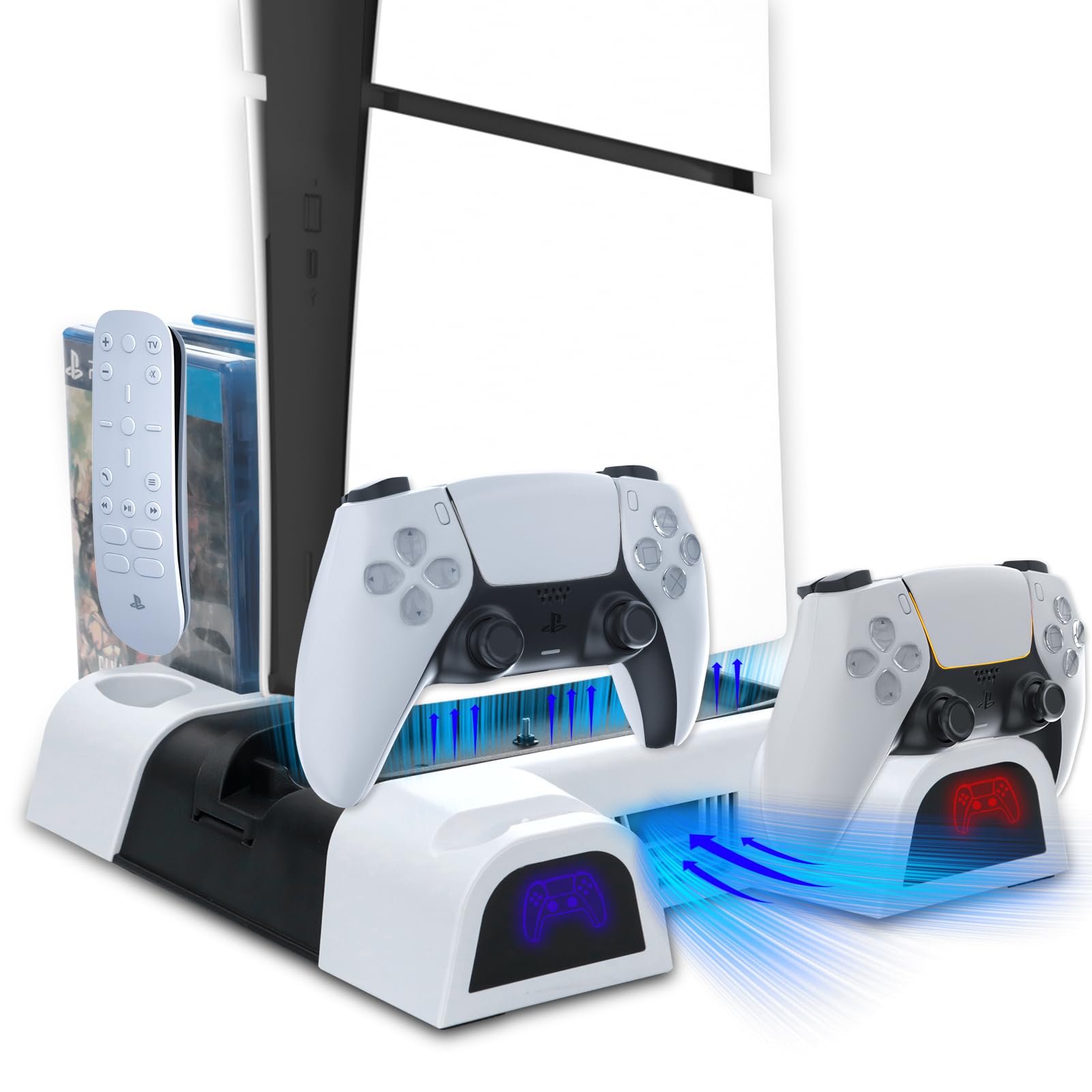 PS5 Slim Cooling Station, RGB PS5 Charging Dock with Cooling Fan and Controller Charger, for PS5 Slim Console Disc/Digital, Include 10 Slots for Game Storage, RGB Light and 2-in-1 Charging Cable (B0CLJ5ZYDQ) Amazon Price History, Amazon Price Tracker