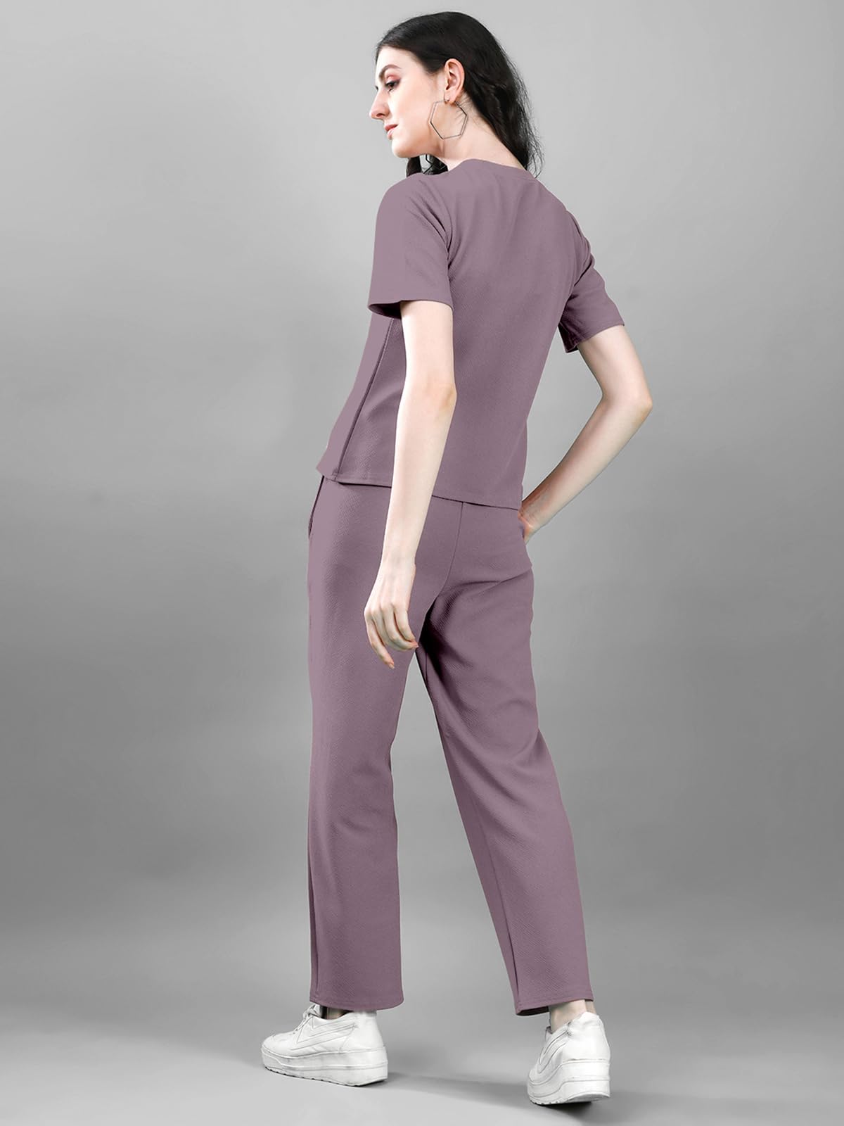 Selvia Co-Ords Set For Women|Lycra Top & Trouser Set|Casual Co-Ords Set For Women|Solid Two Piece Co-Ord Set|Sports Wear Co-Ords Set(707Ctk11665N-S_Mauve)